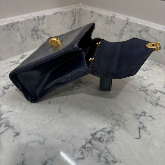 Classic Vintage Elegant Navy brass minibag Handbag - Picture 11 of 15